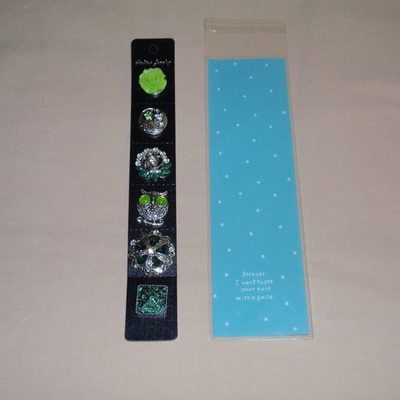 B1G1 SALE Lot of 6 Snaps Green 18mm Owl Square Rose Jewelry - Picture 1 of 5